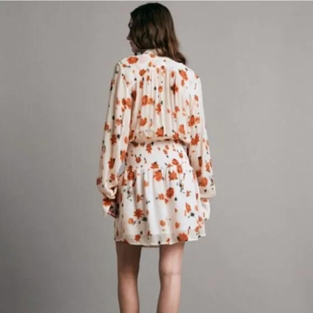 RAG & BONE Bailey Floral Smocked Dress Autumn Crisp Sz XXS $485 {LL1} - Picture 2 of 8
